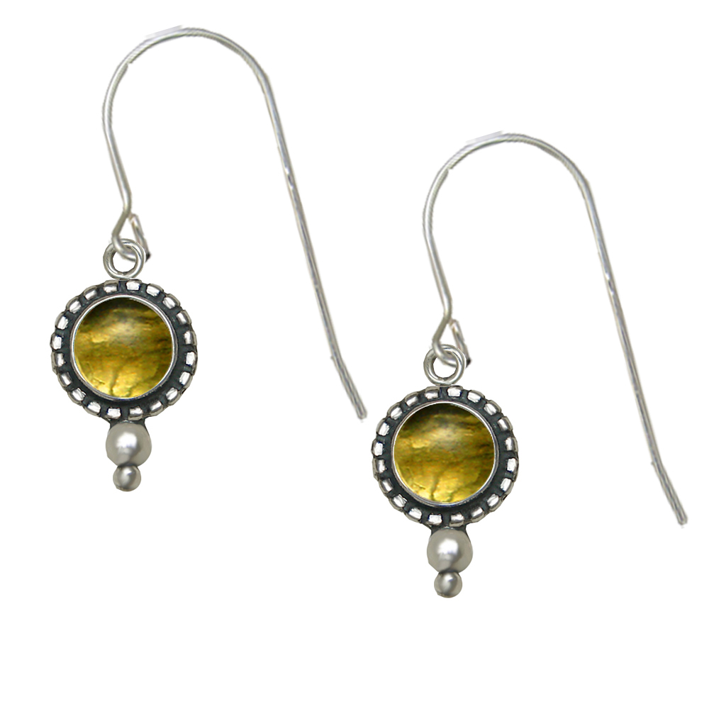 Sterling Silver Little Citrine Gemstone Drop Dangle Earrings